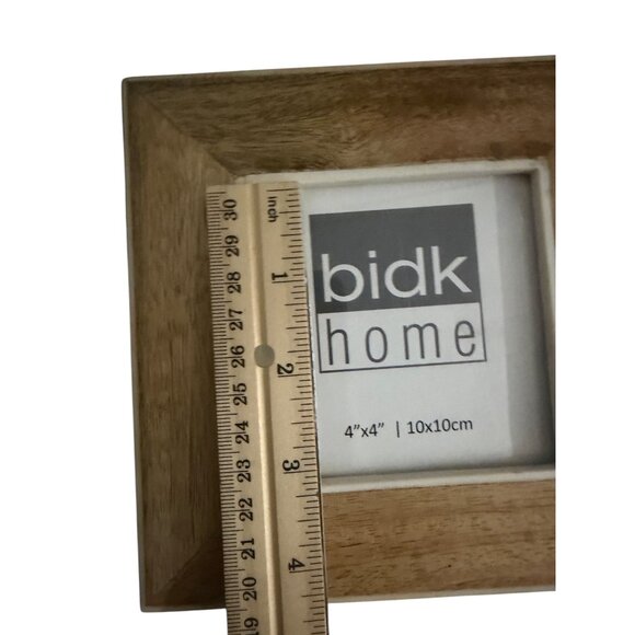 BIDK Home Wood Square Picture Frame Brown White Holds 4"x4" Photo (Total 6"x6") - Picture 4 of 9